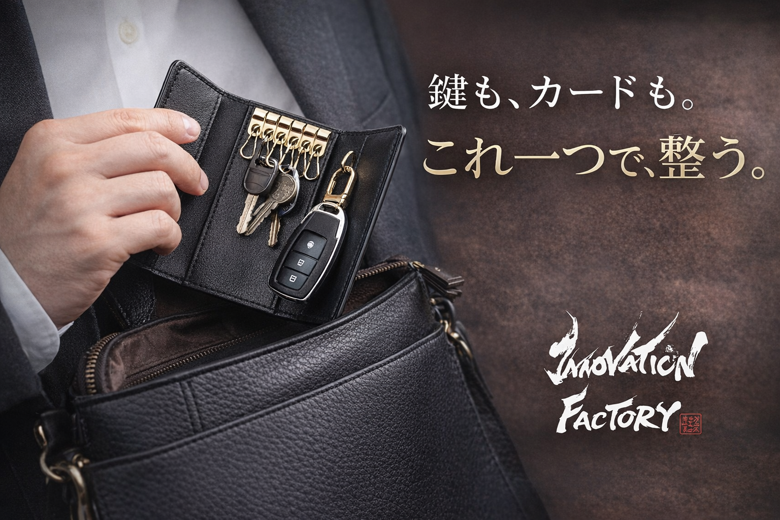 Amazon | [INNOVATION FACTORY] キーケース 本革 三つ折り 6連